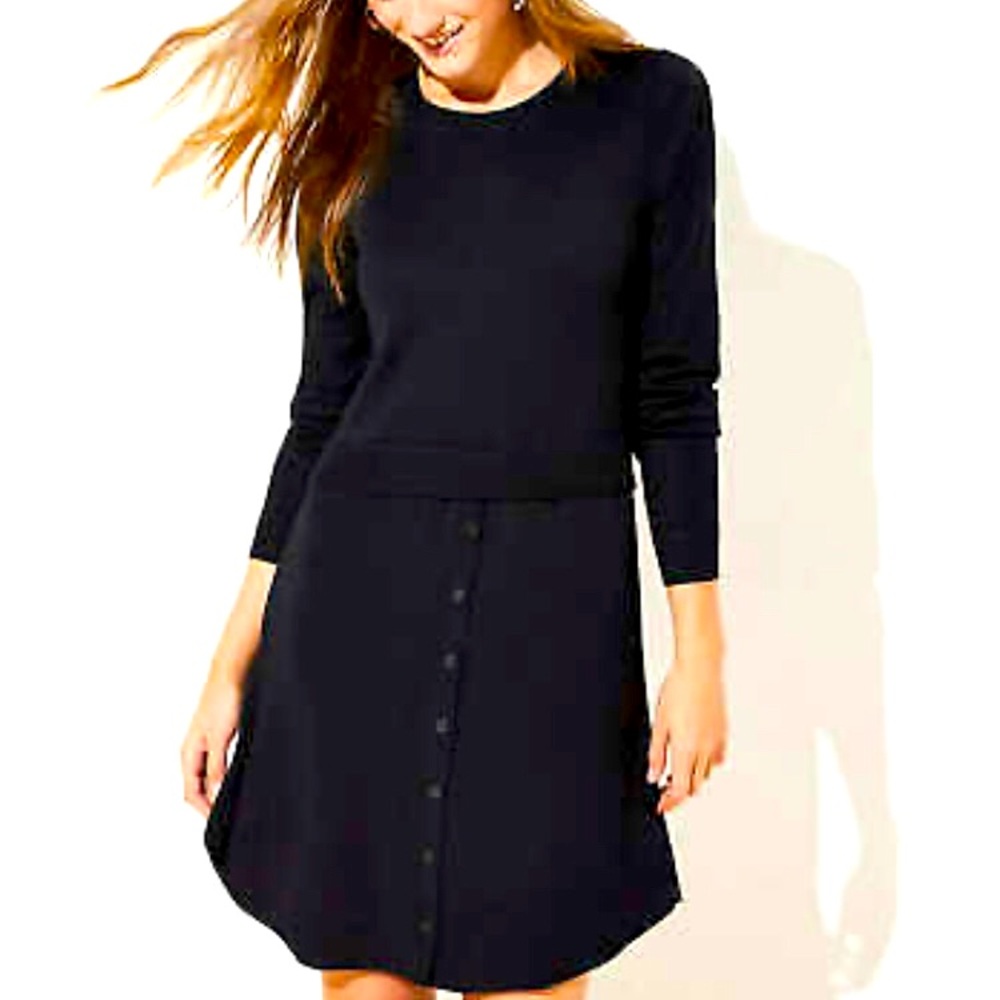 NWT LOFT Mixed Media Sweater Dress Black New women’s Large 🖤🤍